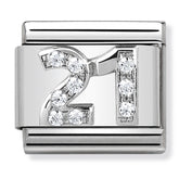 Nomination Composable Classic Link 330304/19 Number 21 with CZ in 925 Silver